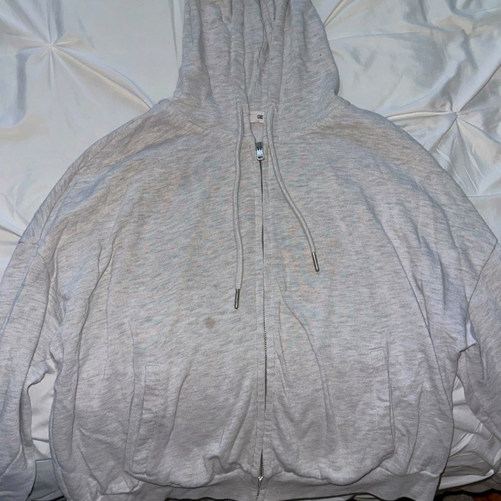 Garage cropped grey hoodie zip up